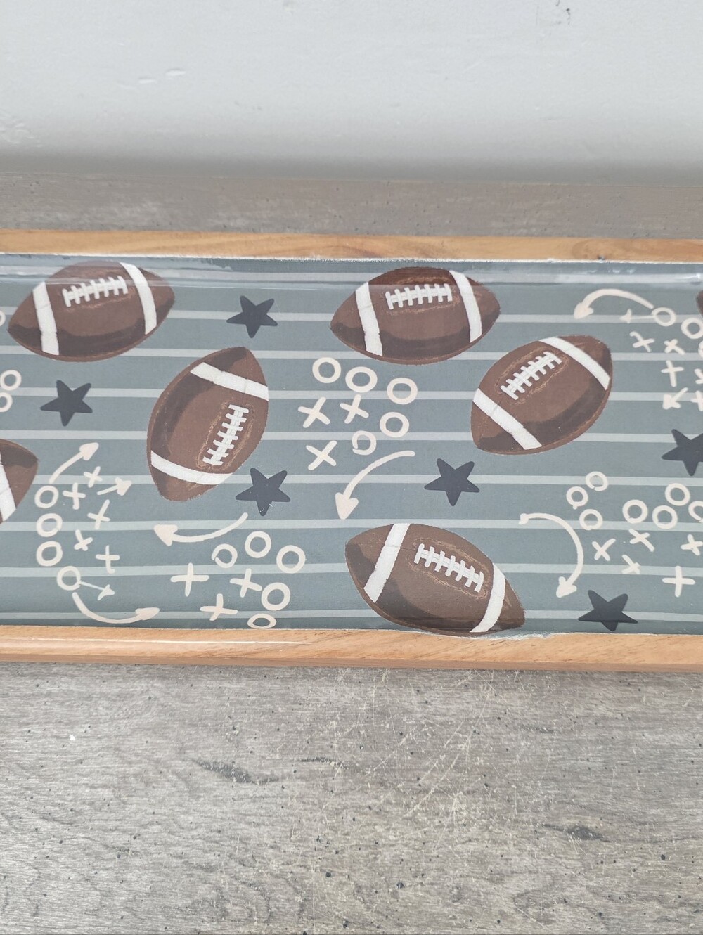 Viral Wooden Serving Tray Football Design 14" x 6" New